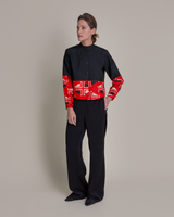 Mini Shirt in Vintage Silk Red Meisen and Poplin Mix