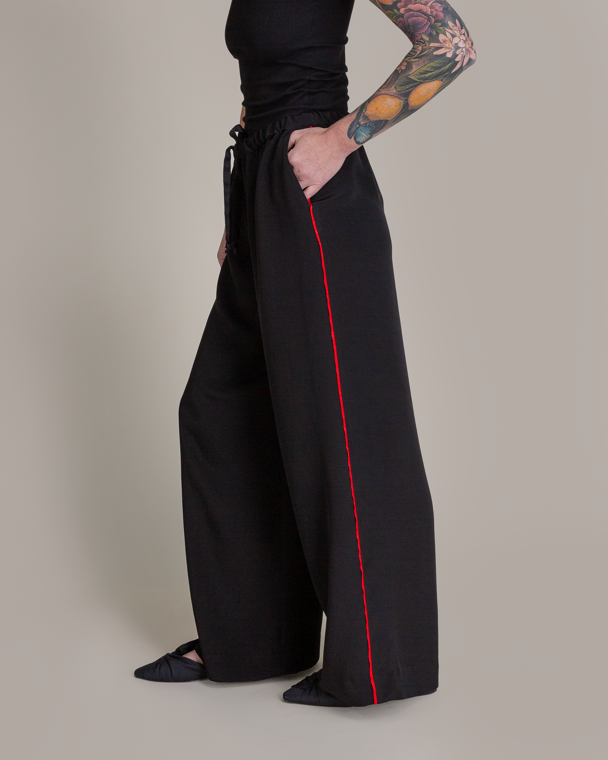 PJ Pant in Silk Crepe with Pinstripe