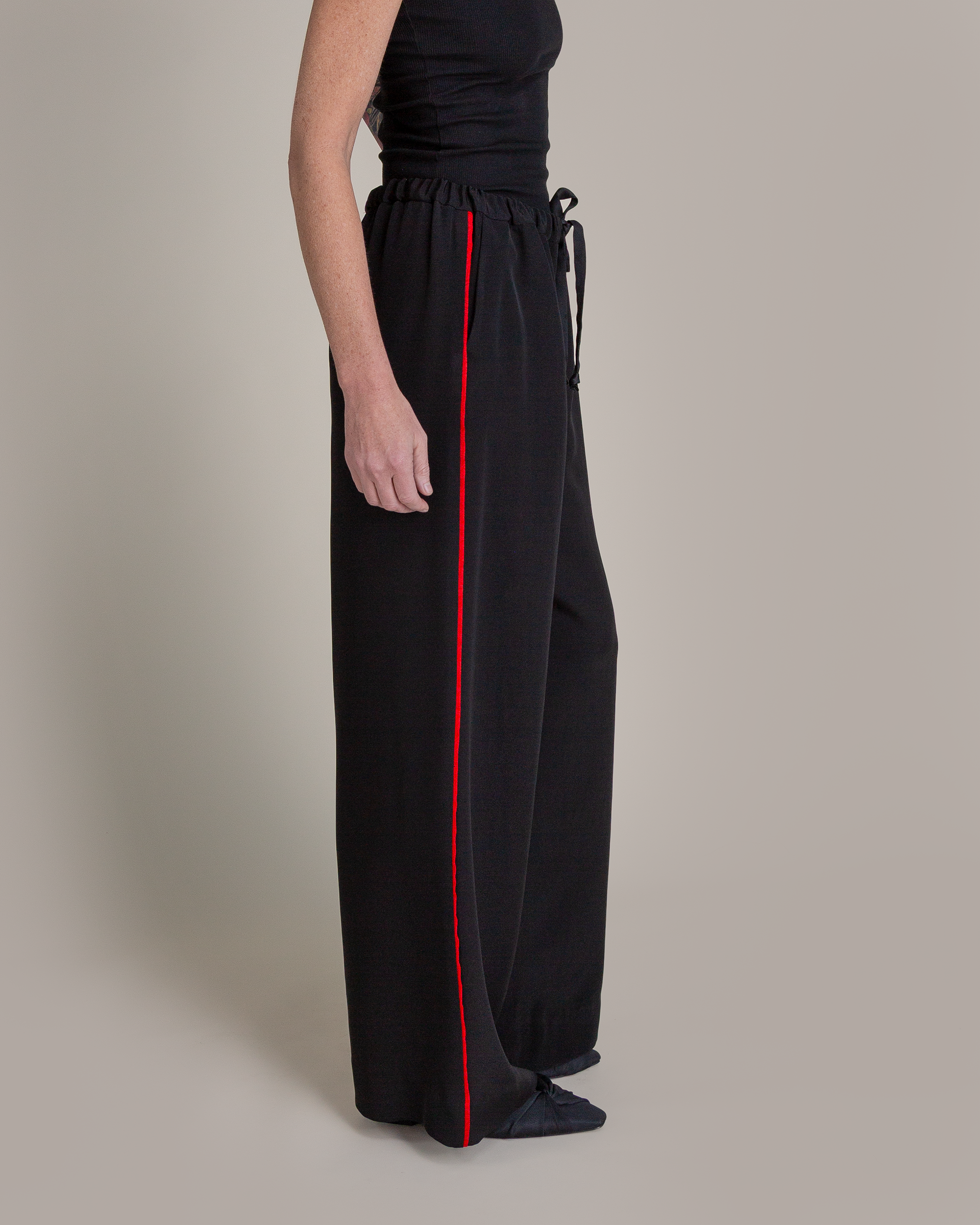 PJ Pant in Silk Crepe with Pinstripe