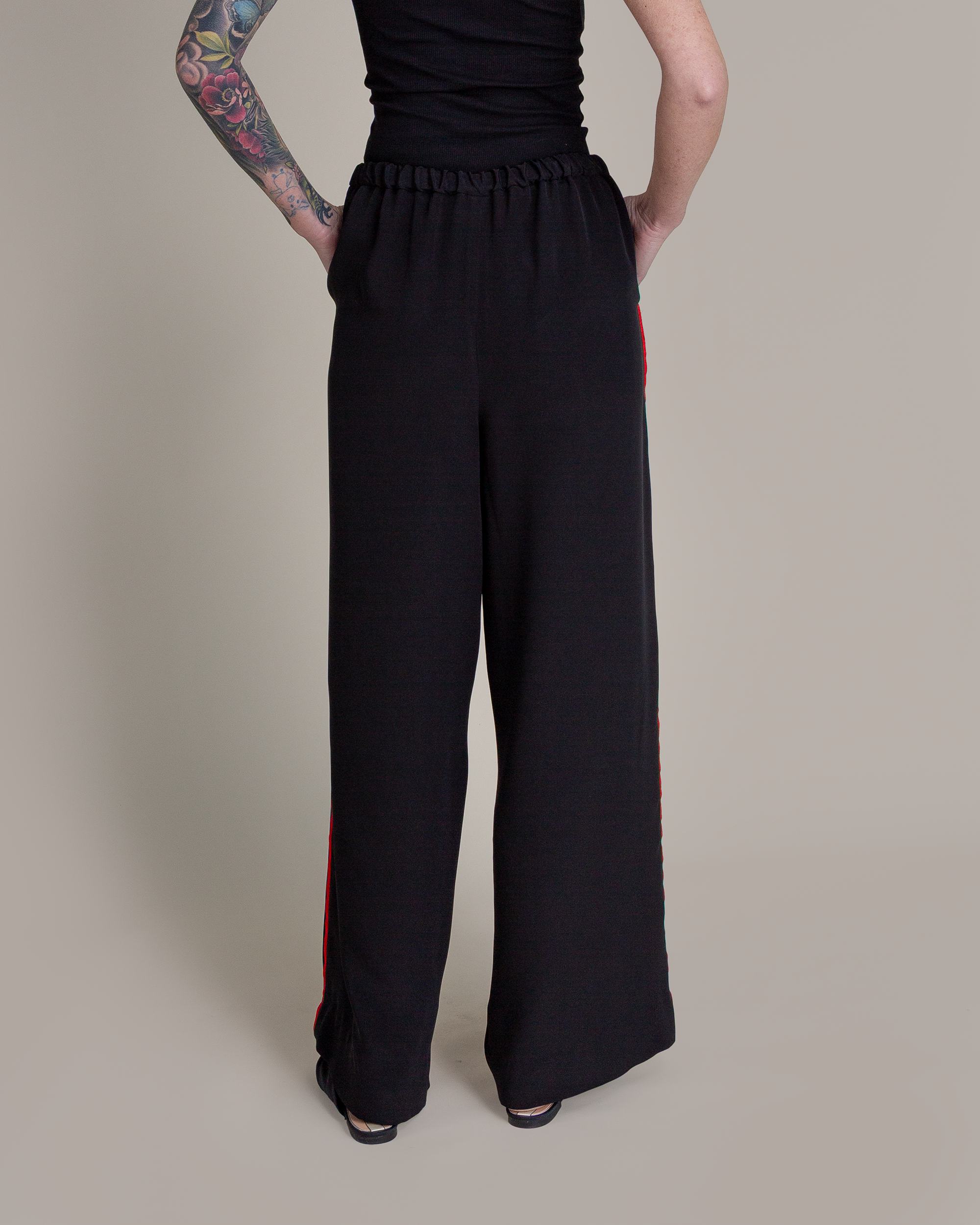 PJ Pant in Silk Crepe with Pinstripe