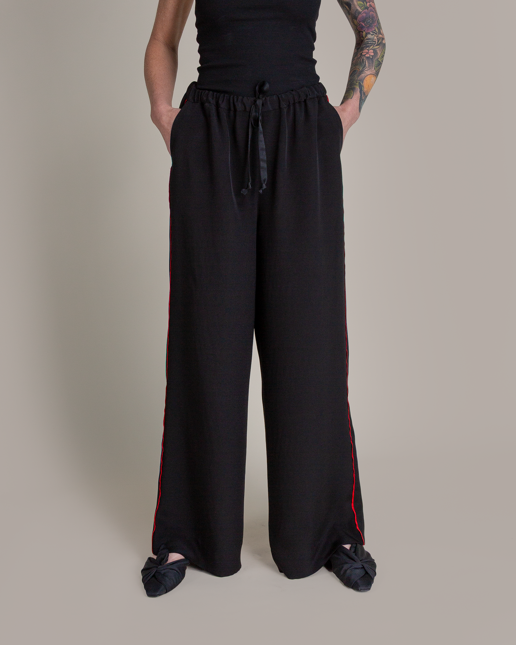 PJ Pant in Silk Crepe with Pinstripe