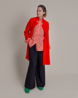 Pouf Sleeve Blouse Vintage Japanese Silk Red Shibori