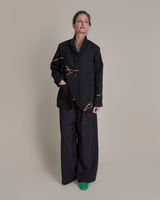 Slouchy Christina Jacket in Black Twill with Kintsugi