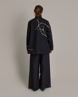 Slouchy Christina Jacket in Black Twill with Kintsugi