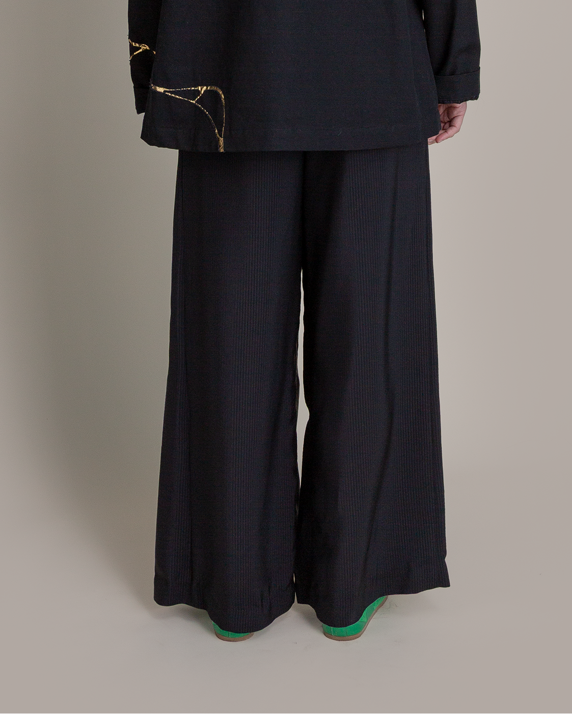 Wide Leg Pant in Hammered Silk Stripe