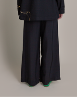 Wide Leg Pant in Hammered Silk Stripe