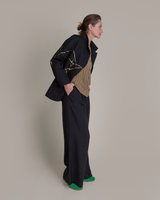 Slouchy Christina Jacket in Black Twill with Kintsugi