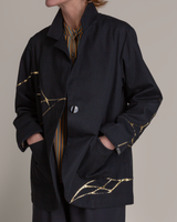 Slouchy Christina Jacket in Black Twill with Kintsugi
