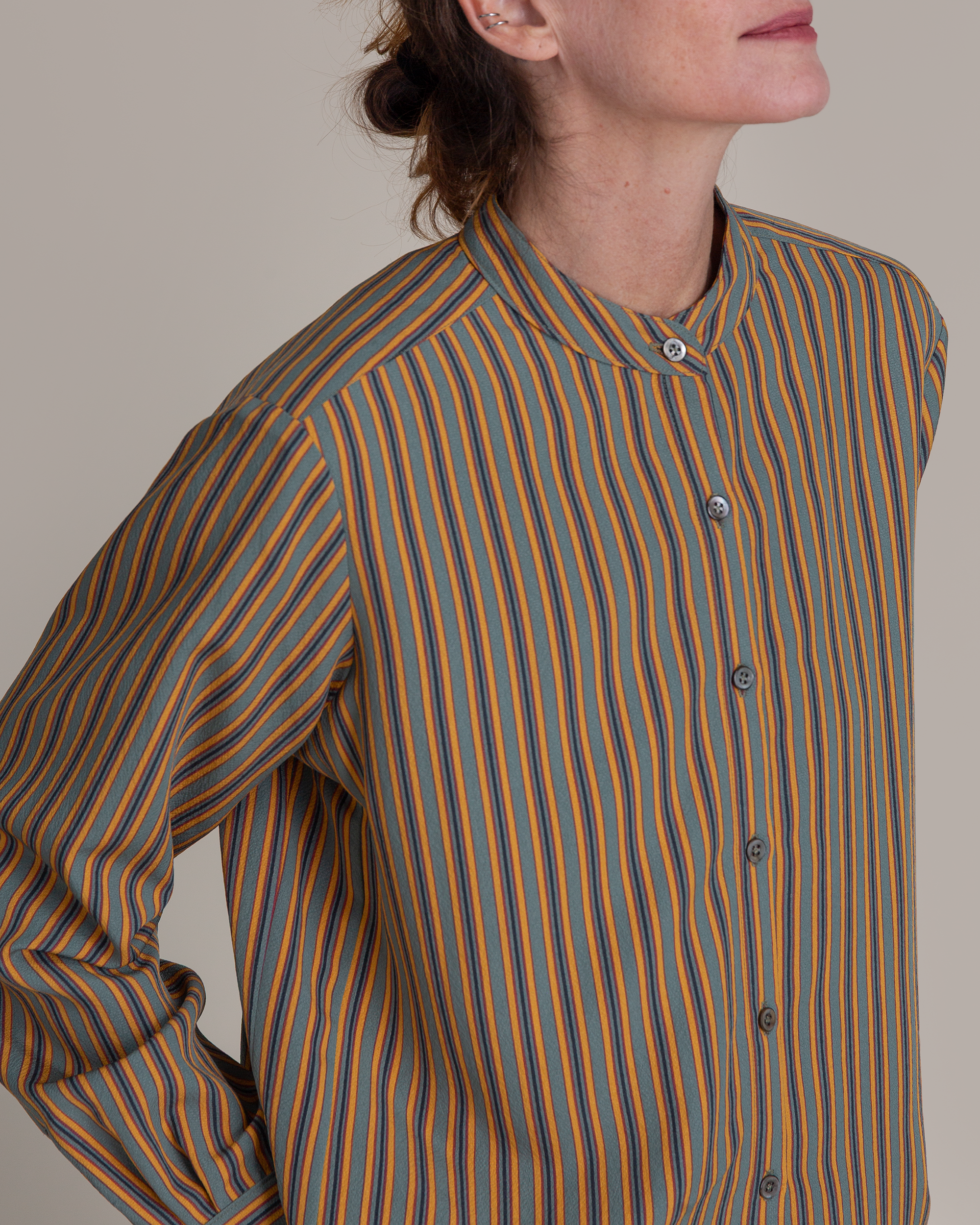 Mini Shirt in Vintage Japanese Silk Stripe