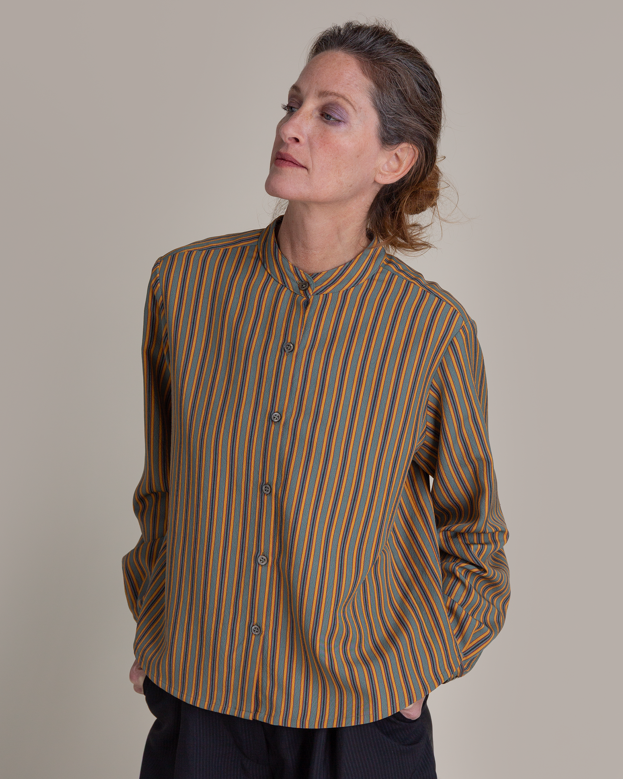 Mini Shirt in Vintage Japanese Silk Stripe