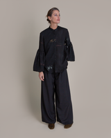 Pouf Sleeve Blouse in Vintage Japanese Silk Damask Mix