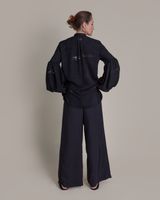 Pouf Sleeve Blouse in Vintage Japanese Silk Damask Mix