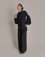 Pouf Sleeve Blouse in Vintage Japanese Silk Damask Mix