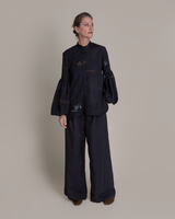 Pouf Sleeve Blouse in Vintage Japanese Silk Damask Mix