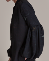 Pouf Sleeve Blouse in Vintage Japanese Silk Damask Mix