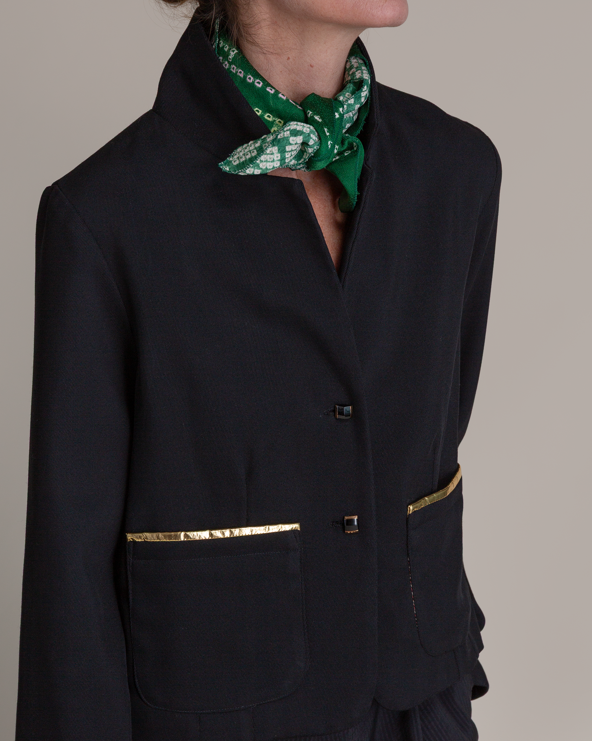 Tidy Jacket in Wool Twill with Gold Accents