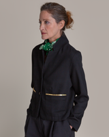 Tidy Jacket in Wool Twill with Gold Accents