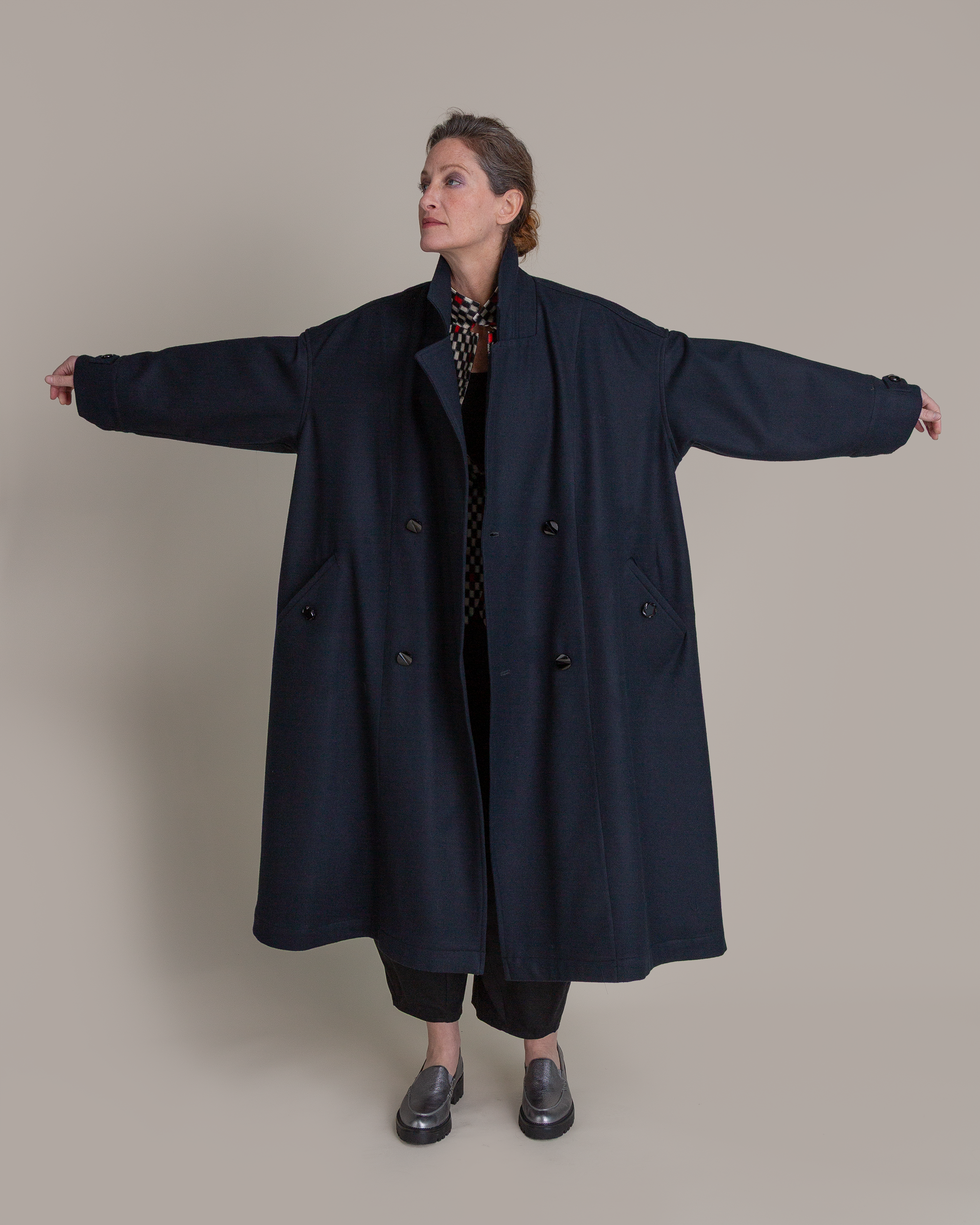 Easy Trench in Navy Pendleton Wool