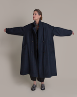 Easy Trench in Navy Pendleton Wool