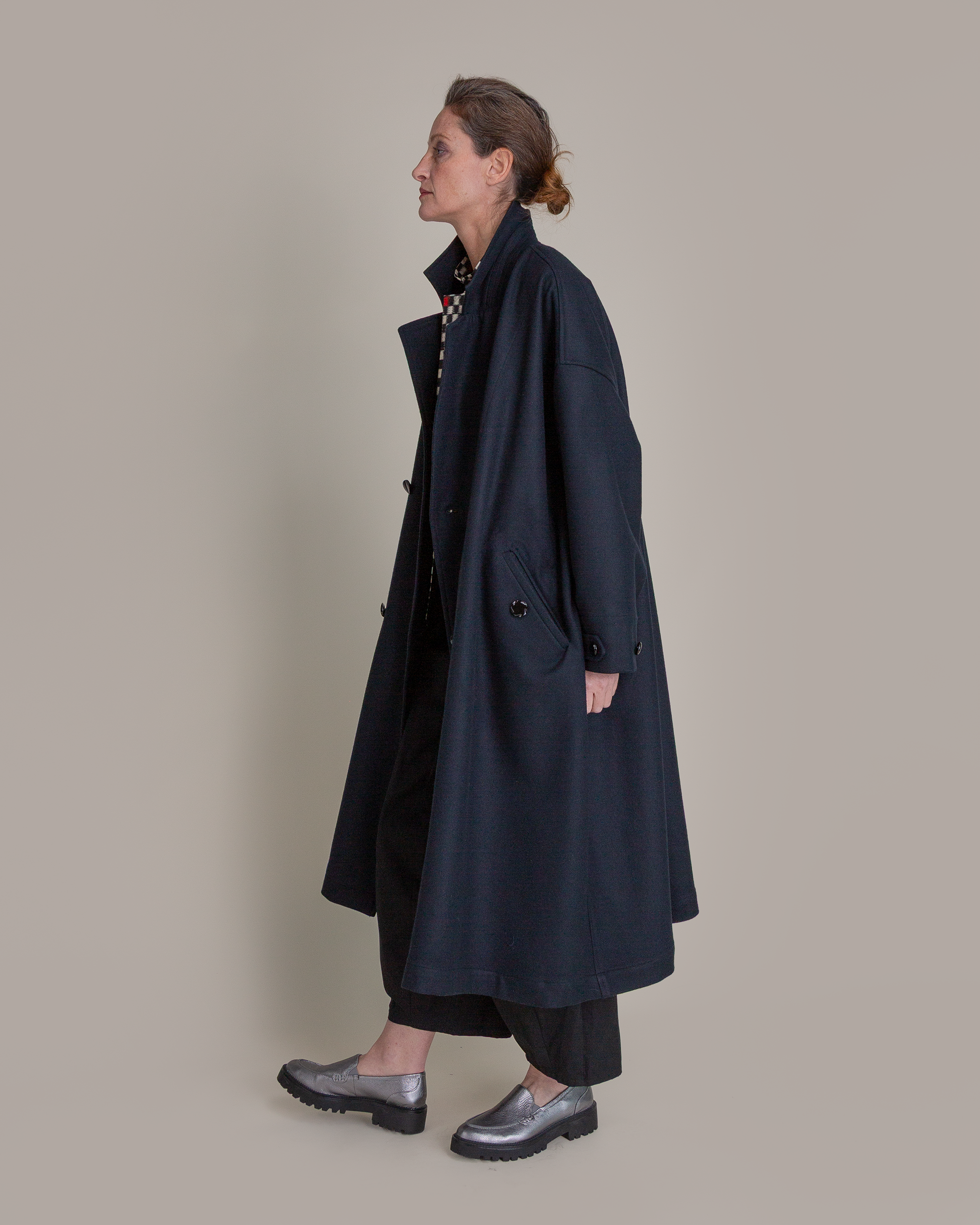 Easy Trench in Navy Pendleton Wool