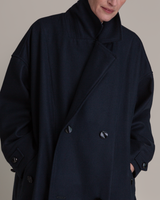 Easy Trench in Navy Pendleton Wool