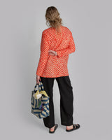 Lotus Shell in Vintage Coral Japanese Silk