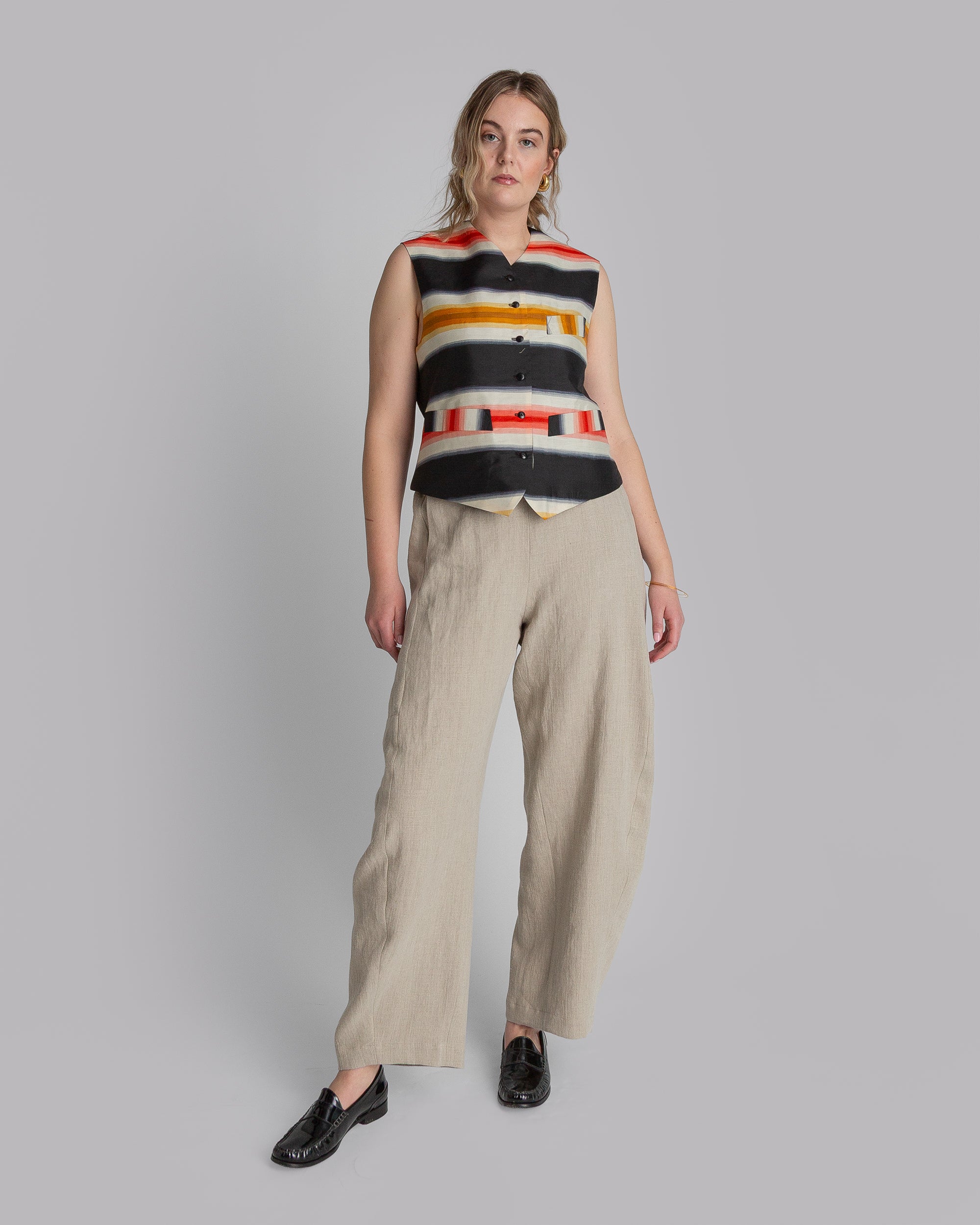 Japan Vest in Vintage Japanese Silk Stripes