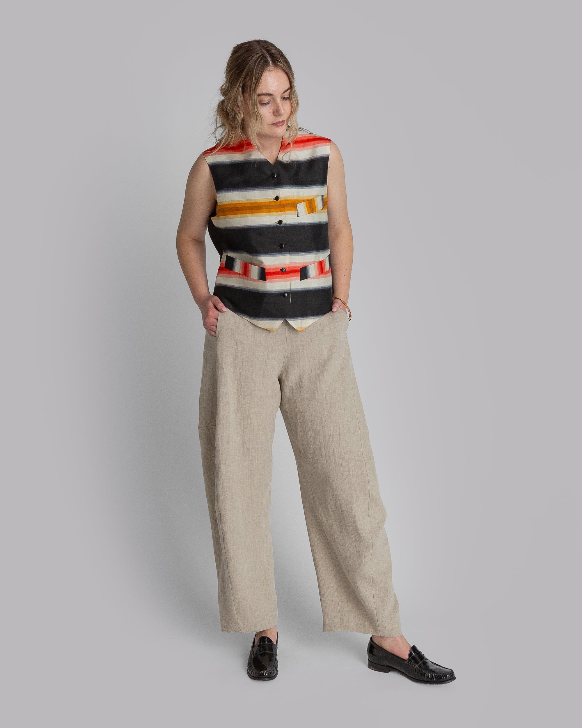 Curve Pant in Oatmeal Linen