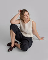 Drawstring Top in Ivory Nuno Fisheye