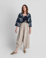 Temple Jacket in Vintage  Stencil-Printed Japanese Indigo Cotton
