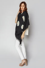 Tie-Dyed Linen Shawl with White Dots