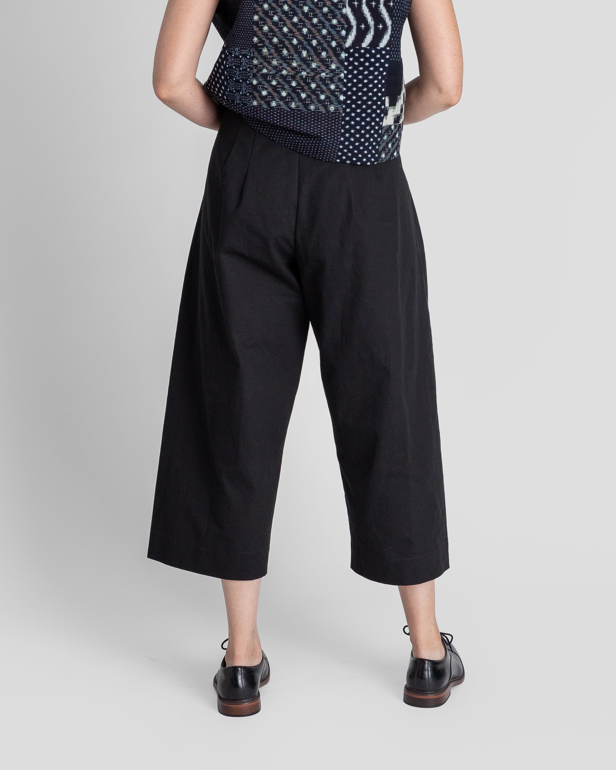 Snap Pant in Black Cotton Twill
