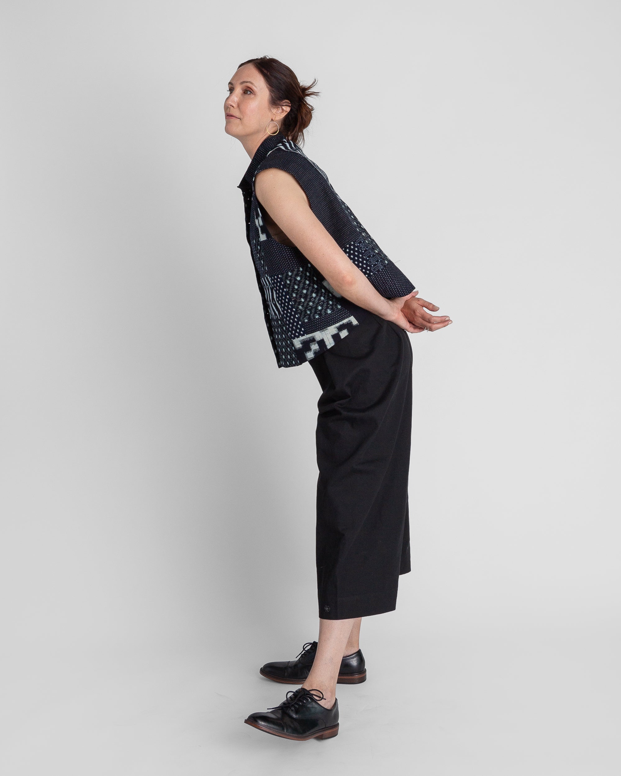 Snap Pant in Black Cotton Twill