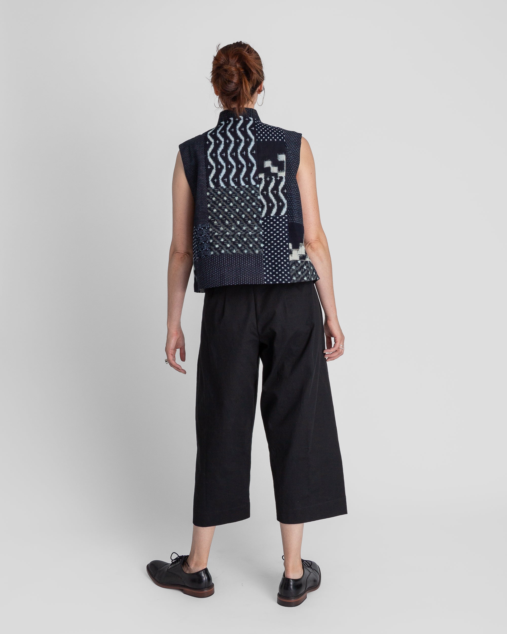 Snap Pant in Black Cotton Twill