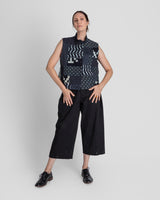 Snap Pant in Black Cotton Twill