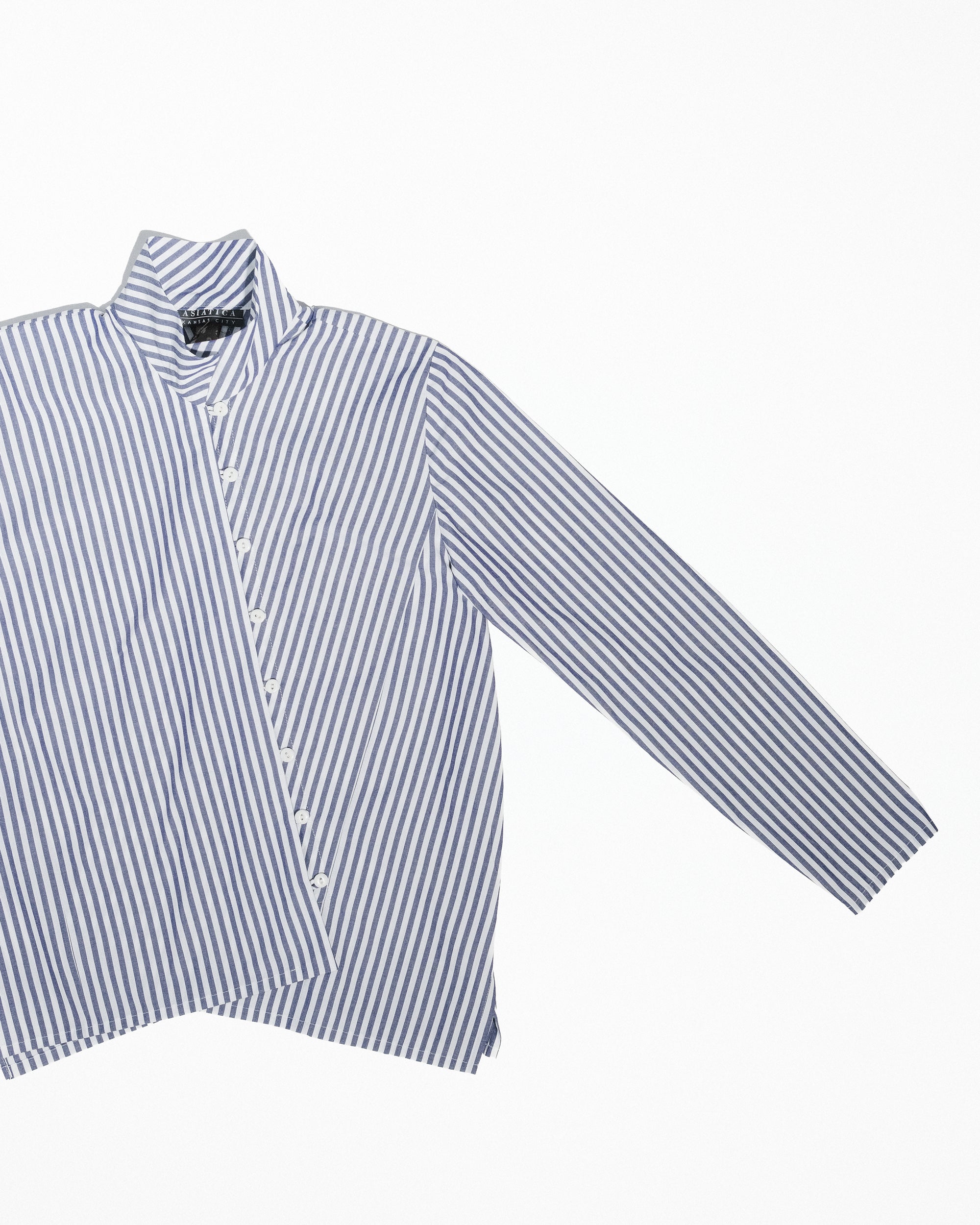 Points Shirt in Blue Striped Cotton