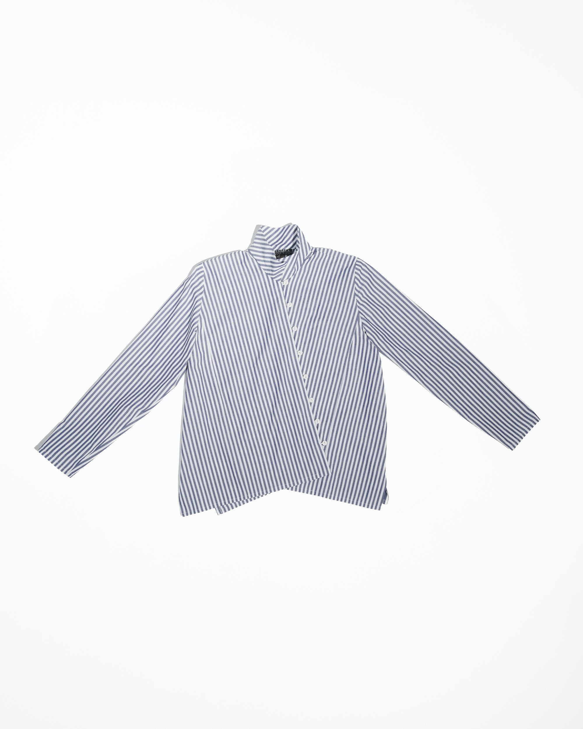 Points Shirt in Blue Striped Cotton