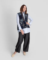 Checker Vest in Vintage Japanese Indigo Cotton Ikat