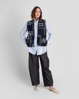 Checker Vest in Vintage Japanese Indigo Cotton Ikat