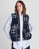 Checker Vest in Vintage Japanese Indigo Cotton Ikat