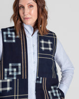 Checker Vest in Vintage Japanese Indigo Cotton Ikat