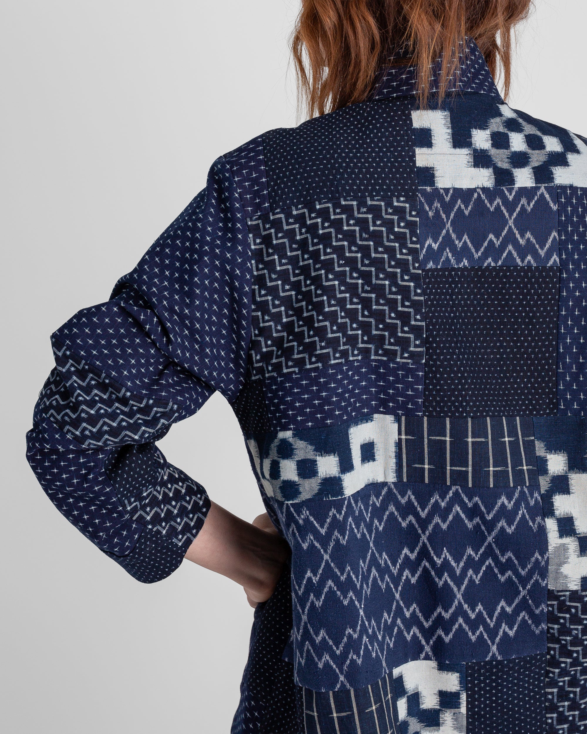 Christina Jacket in Vintage Japanese Indigo Ikat Cotton Mix