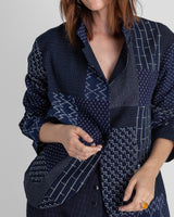Christina Jacket in Vintage Japanese Indigo Ikat Cotton Mix
