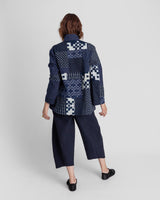 Christina Jacket in Vintage Japanese Indigo Ikat Cotton Mix