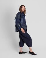 Christina Jacket in Vintage Japanese Indigo Ikat Cotton Mix