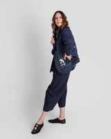 Christina Jacket in Vintage Japanese Indigo Ikat Cotton Mix