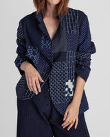 Christina Jacket in Vintage Japanese Indigo Ikat Cotton Mix