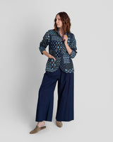 Christina Jacket in Vintage Japanese Indigo Ikat Mix