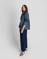 Christina Jacket in Vintage Japanese Indigo Ikat Mix