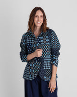 Christina Jacket in Vintage Japanese Indigo Ikat Mix